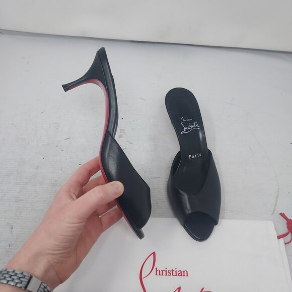 CHRISTIAN LOUBOUTIN Me Dolly Leather Black Mule Sandal - Picture 1 of 11
